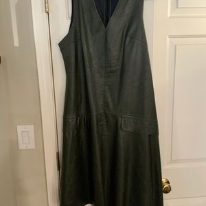 Midi Green leather jumper dress